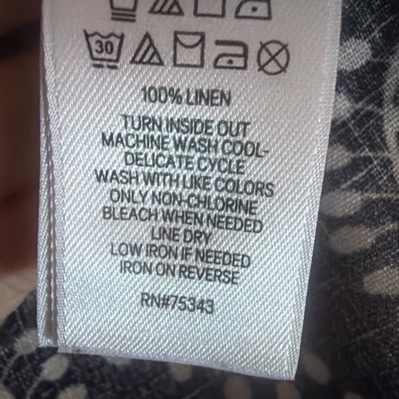 Sigrid Olsen 100% linen Blue and White 3/4 sleeve Tunic V Neck blouse medium - Picture 7 of 8